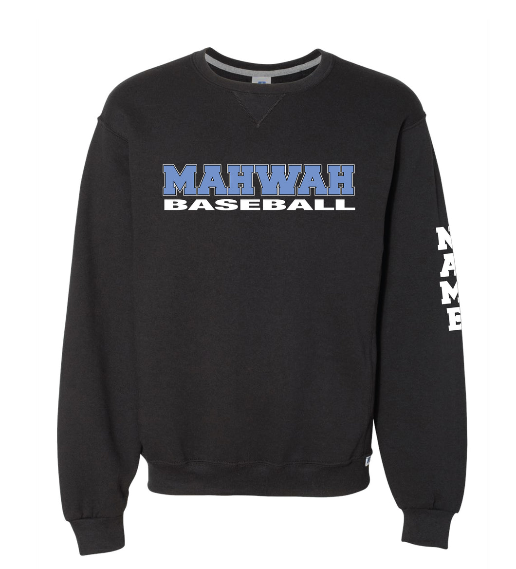 Mahwah Baseball Cotton Crewneck Sweatshirt Design 1 - Black