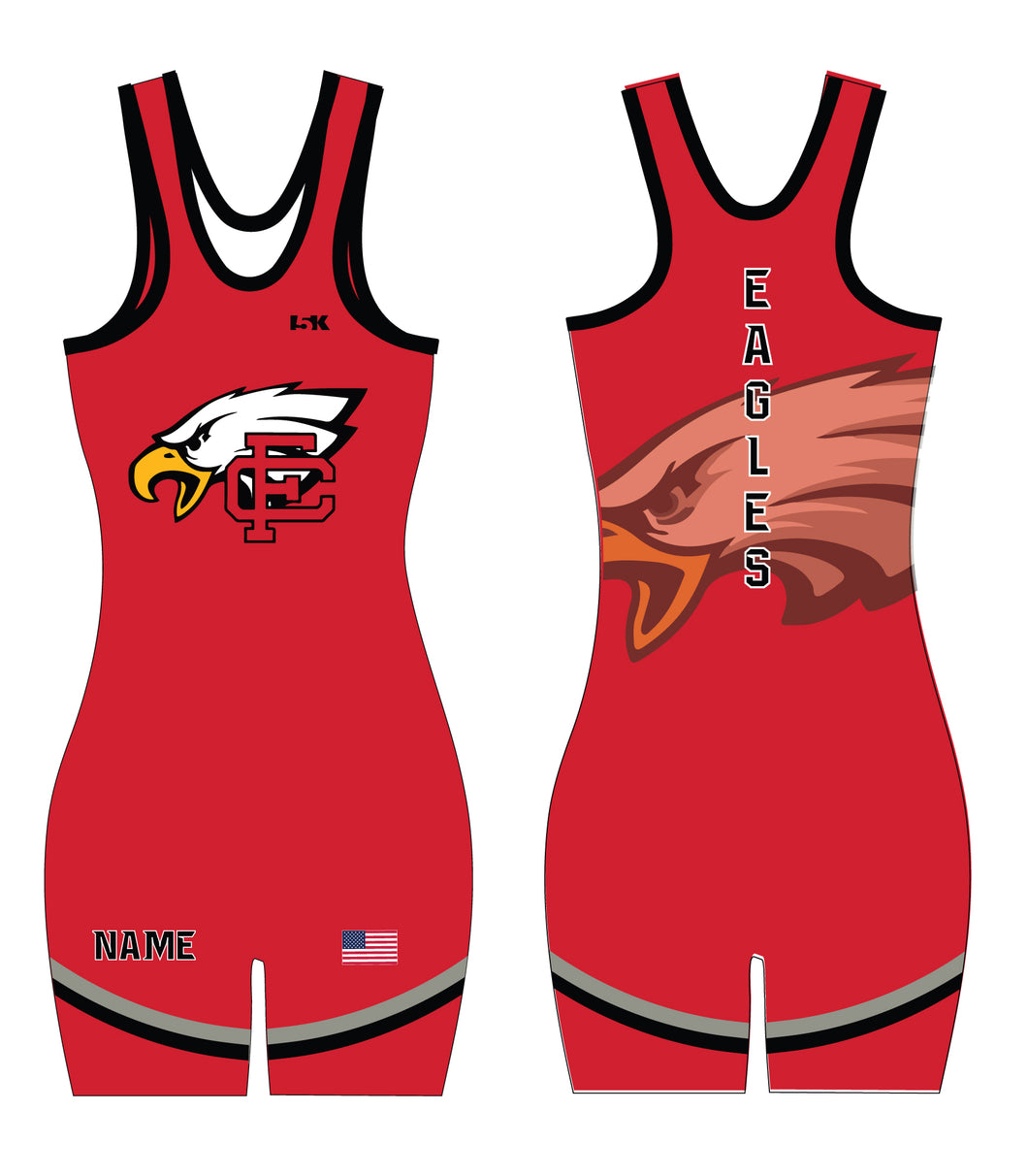 Eagles Wrestling Sublimated Women's Singlet (Red) - Design 2 - 5KounT
