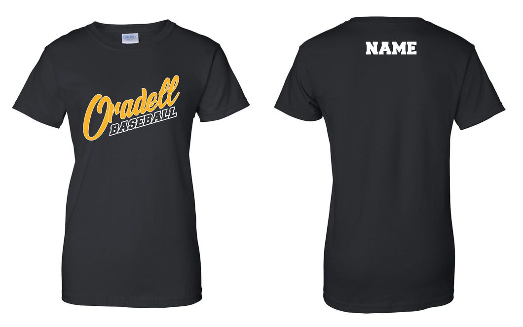 Oradell Baseball Cotton Women's Crew Tee - Black - 5KounT