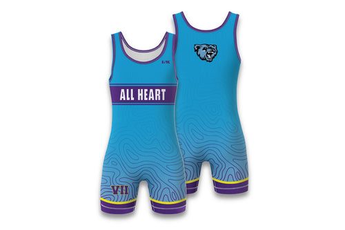 All Heart Wrestling Sublimated Men's Singlet - Design 3 (Carolina Blue)