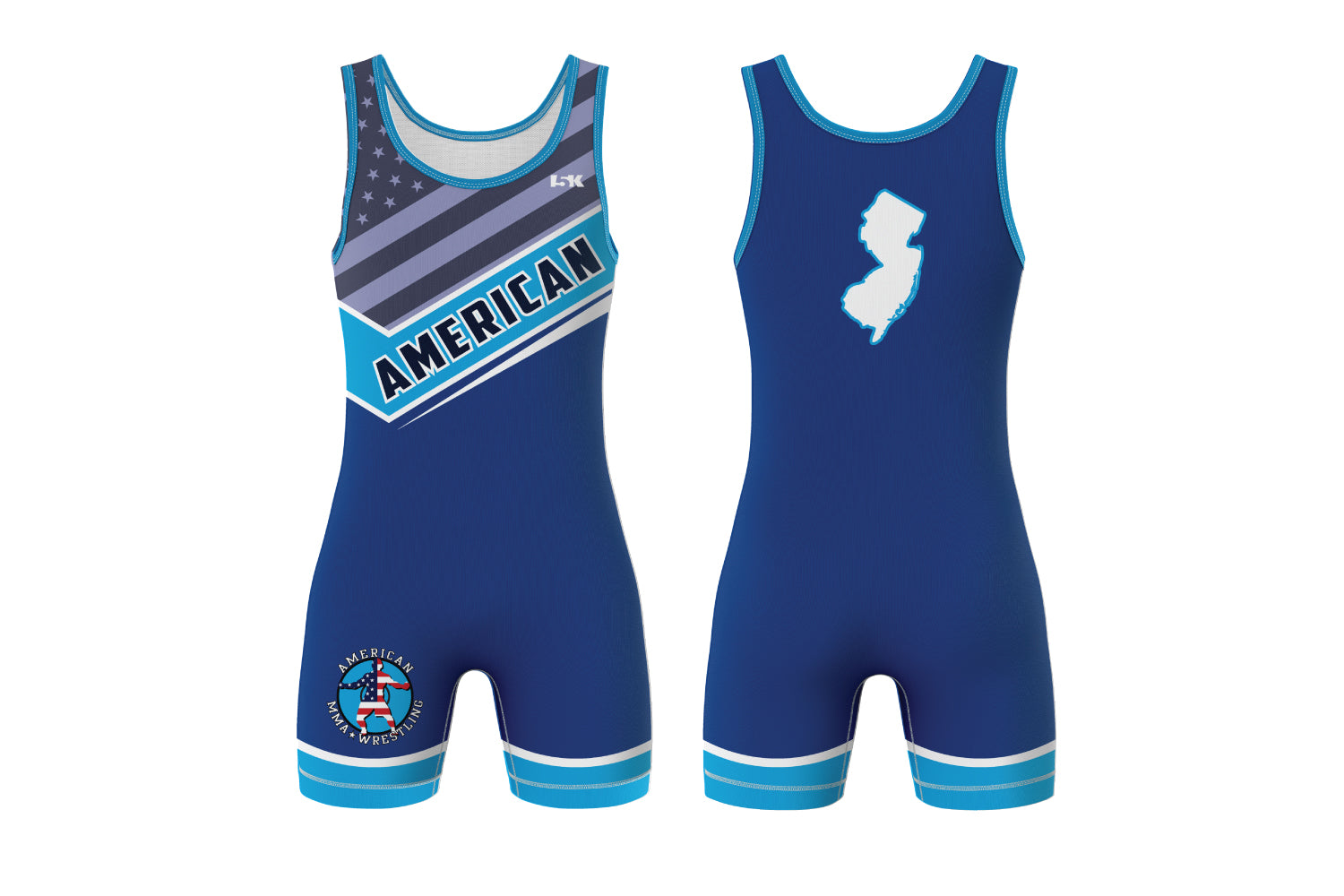 American MMA Wrestling Freestyle Wrestling Men's Singlet - Blue