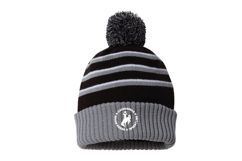 Catty Rough Riders Wrestling Pom Beanie - Black/ Grey/ White