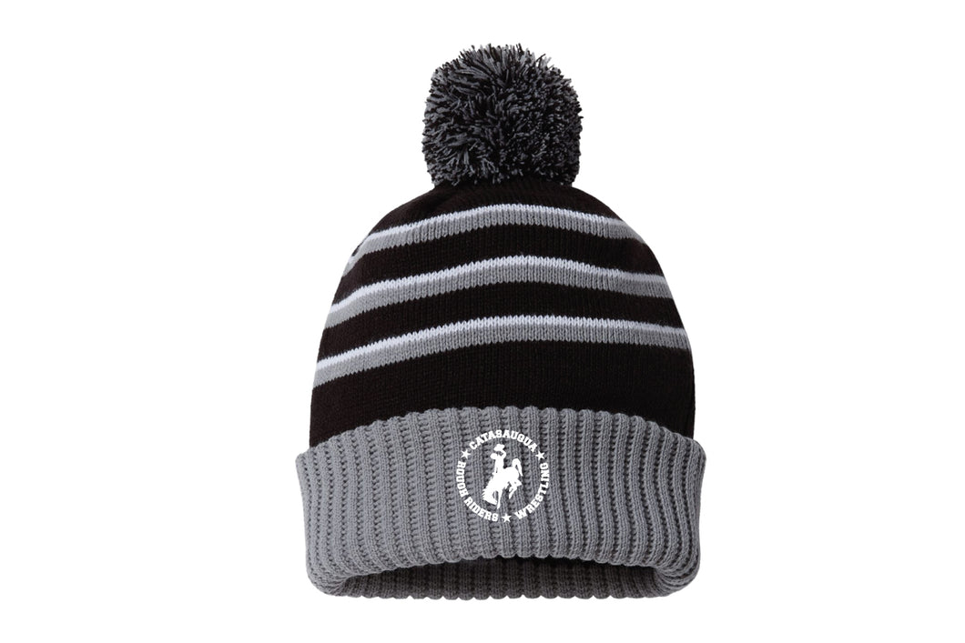 Catty Rough Riders Wrestling Pom Beanie - Black/Grey