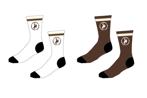 Catty Rough Riders Wrestling Sublimated Socks - White/Brown