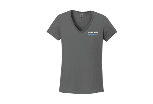 Paramus Football Mom Cotton Women's V-Neck Tee - Design 1 (Charcoal)