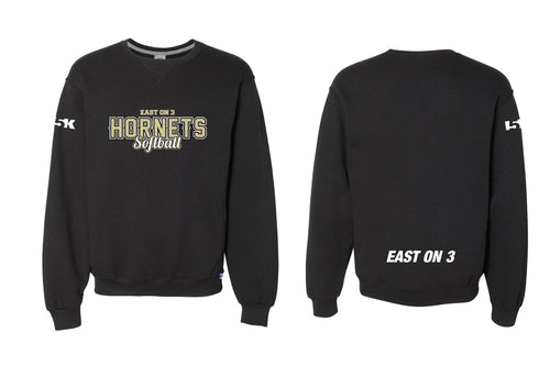 East Hartford Softball Cotton Crewneck Sweatshirt - East On 3 - Black