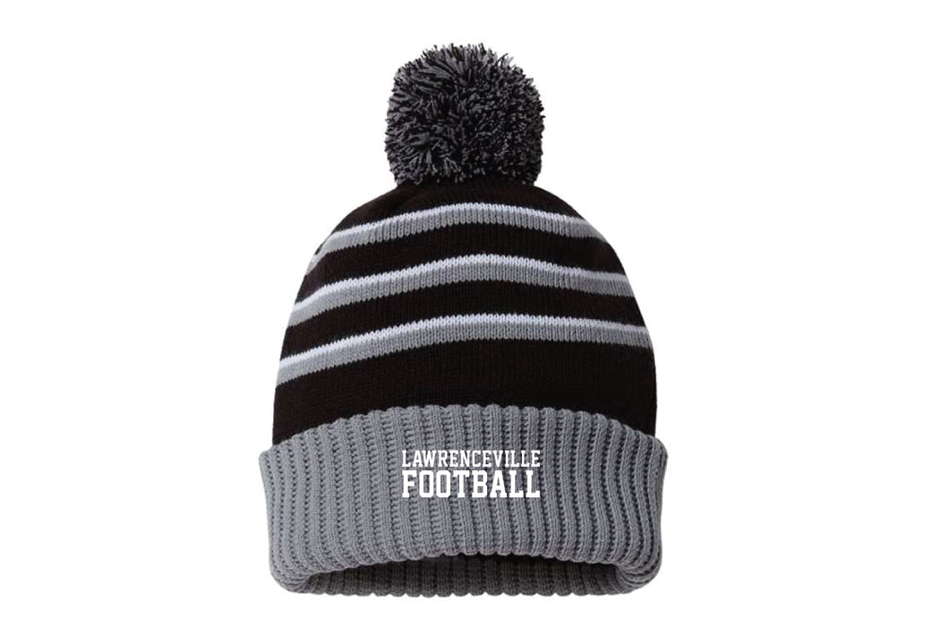 Lawrenceville Football Pom Beanie - Black/Grey