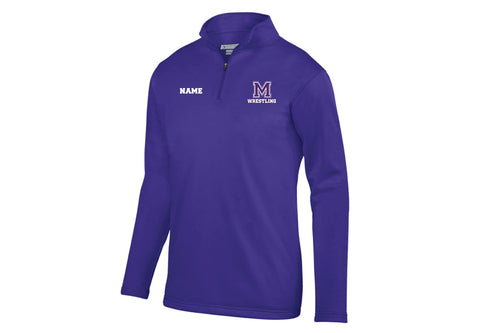 Marshwood Wrestling Sportswear Wicking Fleece Quarter-Zip Pullover Design 1- Purple/Gray/Black