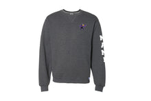 Marshwood Wrestling Cotton Crewneck Sweatshirt Design 1 - Purple/Heather/Black