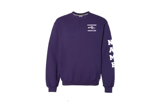 Marshwood Wrestling Cotton Crewneck Sweatshirt Design 2 - Purple/Heather/Black