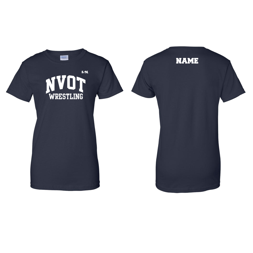 NVOT Wrestling Ladies Cotton Crew Tee - Navy