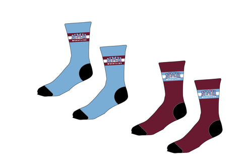 NMH Wrestling Sublimated Socks - Carolina/Maroon