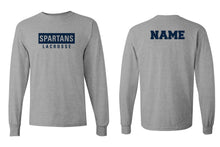 Spartans Lacrosse Cotton Crew Long Sleeve League Tee - Navy/Sports Gray