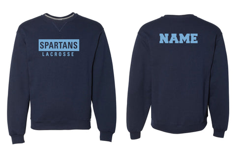 Spartans Lacrosse Cotton Crewneck Sweatshirt - Navy/Oxford/White