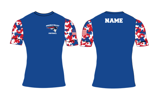AuSable Patriots Football Sublimated Compression Shirt - Royal
