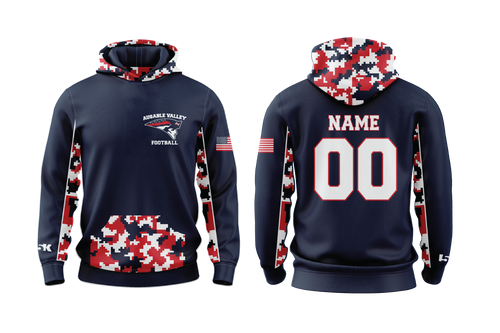 AuSable Patriots Football Sublimated Hoodie - Navy