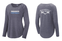 Paramus Football Ladies Long Sleeve Tri-Blend Wicking Scoop Neck Raglan Tee - Design 1 (Navy)