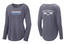 Paramus Football Ladies Long Sleeve Tri-Blend Wicking Scoop Neck Raglan Tee - Design 2 (Navy)