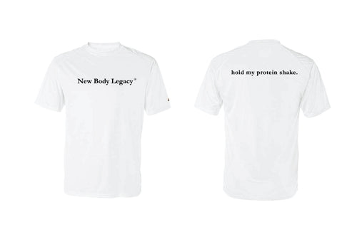New Body Legacy Men's Badger Sport Shoulder Polyester Tee - White (Design 3)