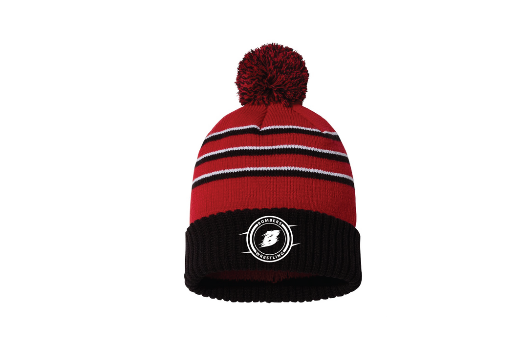 Boonton Wrestling Pom Beanie - Black/Red