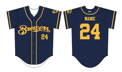 Brewers Baseball Sublimated Game Jersey - Navy
