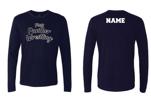 Platt Panther Wrestling Cotton Long Sleeve Shirt - Navy