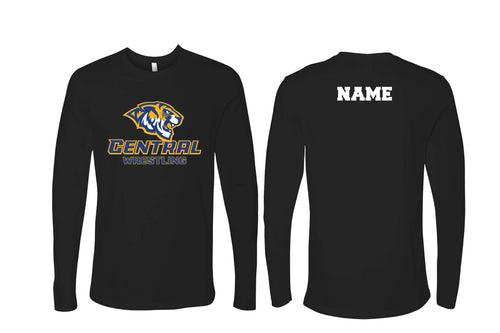 Central Wrestling Cotton Long Sleeve Shirt - Black