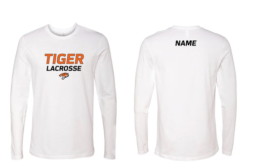 Tiger Lacrosse Cotton Long Sleeve Shirt - White