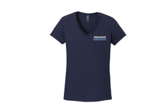 Paramus Football Mom Cotton Women's V-Neck Tee - Design 2 (Navy)