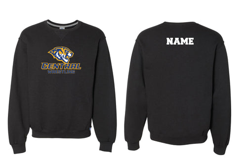 Central Wrestling Cotton Crewneck Sweatshirt - Black