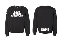 Davie Sharks Wrestling Cotton Crewneck Sweatshirt - Black