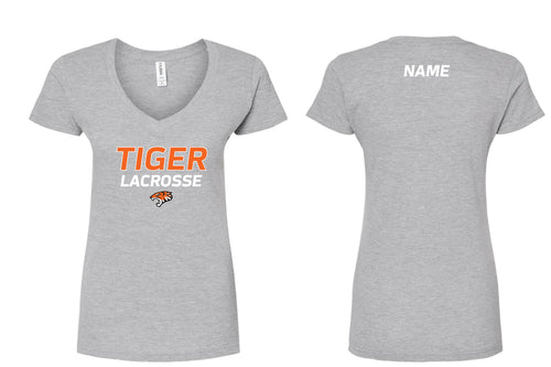 Tiger Lacrosse Women's Cotton V-Neck Tee - Grey