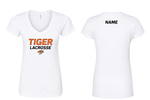 Tiger Lacrosse Women's Cotton V-Neck Tee - White
