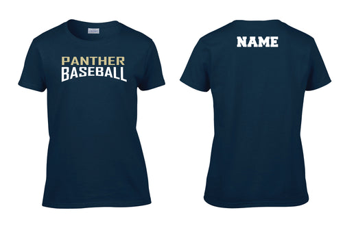 Platt Panther Baseball Women's Cotton V-Neck Tee - Navy