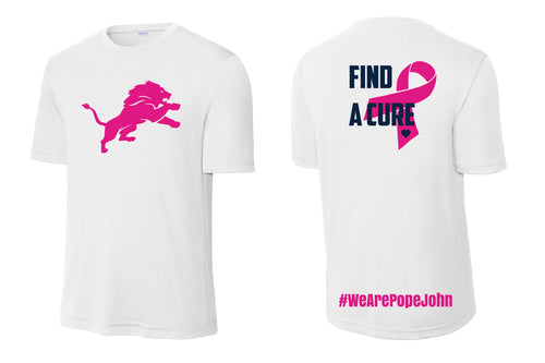 Pope John HS Football Dryfit Performance Tee - White (Pink Lion Design)