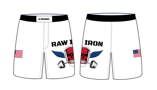 Raw Iron Wrestling Sublimated Fight Shorts - White