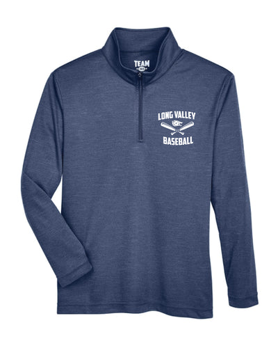 Long Valley Baseball Fleece Heather Qtr Zip - Navy