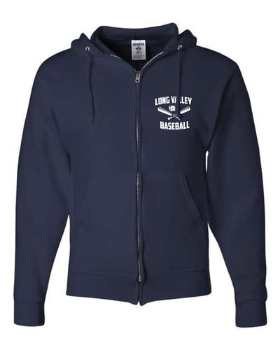 Long Valley Baseball Cotton Full Zip Hoodie - Navy