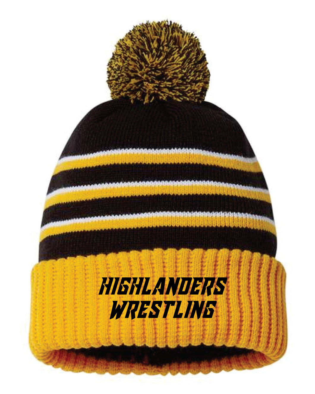 Highlanders Wrestling Club Pom Beanie - Black/Gold