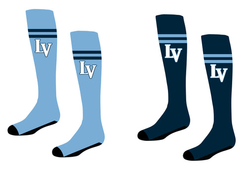 Long Valley Baseball Sublimated Knee High Socks - Carolina Blue / Navy