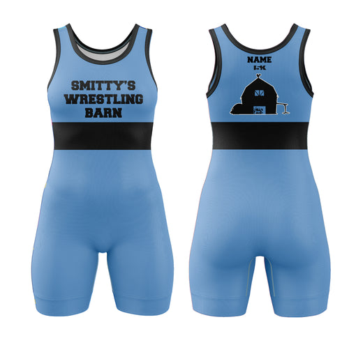 Smitty's Wrestling Barn Sublimated Women's Singlet - Blue/Black/Red