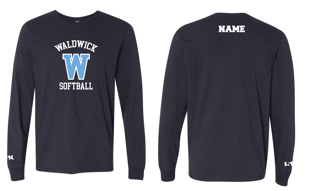 Waldwick Softball Cotton Crew Long Sleeve Tee - Navy