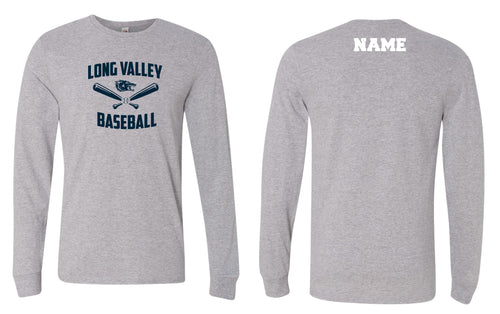 Long Valley Baseball Cotton Crew Long Sleeve Tee - Grey