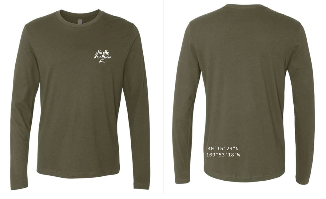 Not My First Rodeo Cotton Crew Long Sleeve Tee - Military Green
