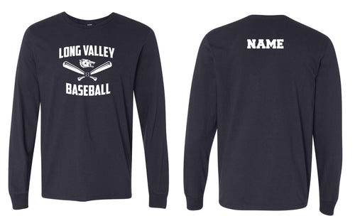 Long Valley Baseball Cotton Crew Long Sleeve Tee - Navy