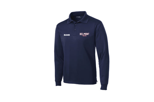 Belmont Marauders Football Long Sleeve Micropique Polo - Navy