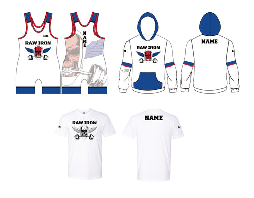 Raw Iron Wrestling Package Deal - White [Singlet, Hoodie, Cotton Tee]