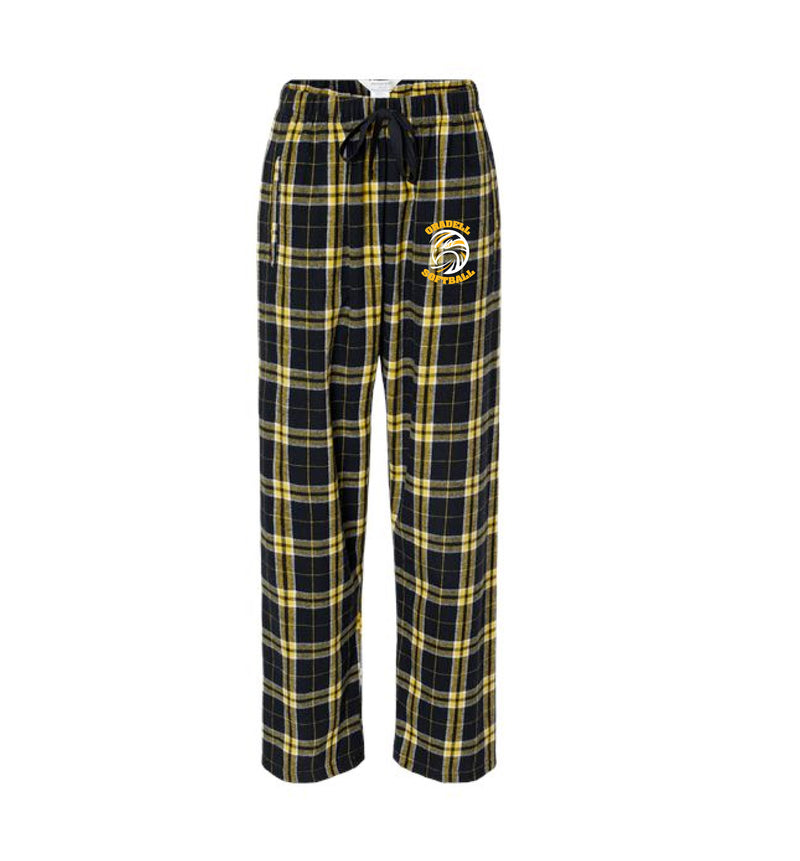 Oradell Softball Women s Flannel Pajama Pants Black Gold