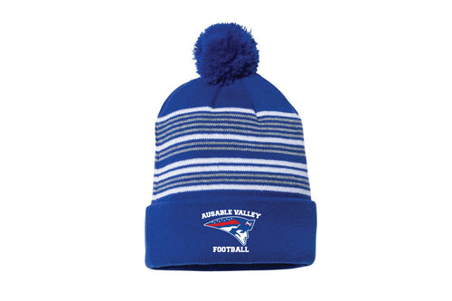 AuSable Patriots Football Pom Beanie - Navy/Red