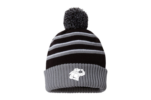 Davie Sharks Wrestling Pom Beanie - Black/Grey
